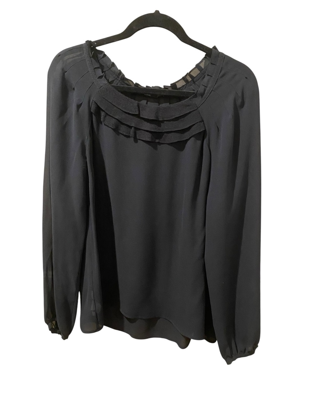 Ann Taylor Black Silk Long Sleeve Blouse Size M